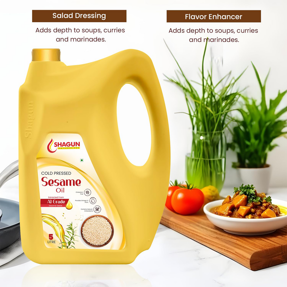 Shagun Cold Pressed Sesame Oil 4.5 Litre (Gingelly Oil)